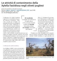 Le attività di contenimento della Xylella fastidiosa negli oliveti pugliesi