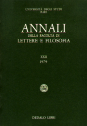 Annali della Facoltà di Lettere e Filosofia dell'Università di Bari vol. XXII
